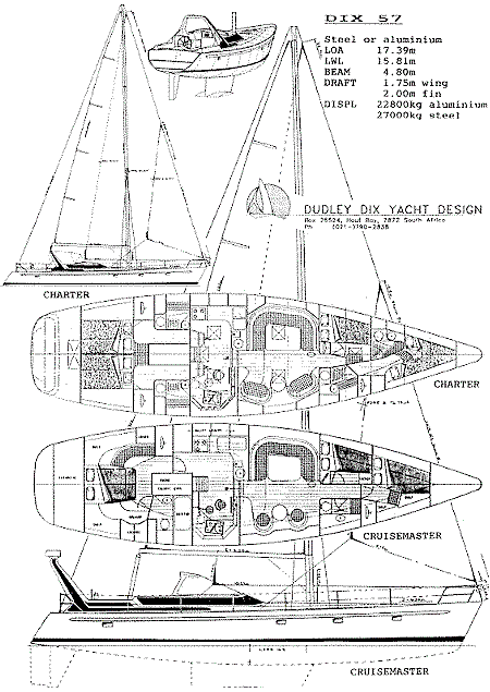 Dix 57 radius chine steel or aluminum sailboat